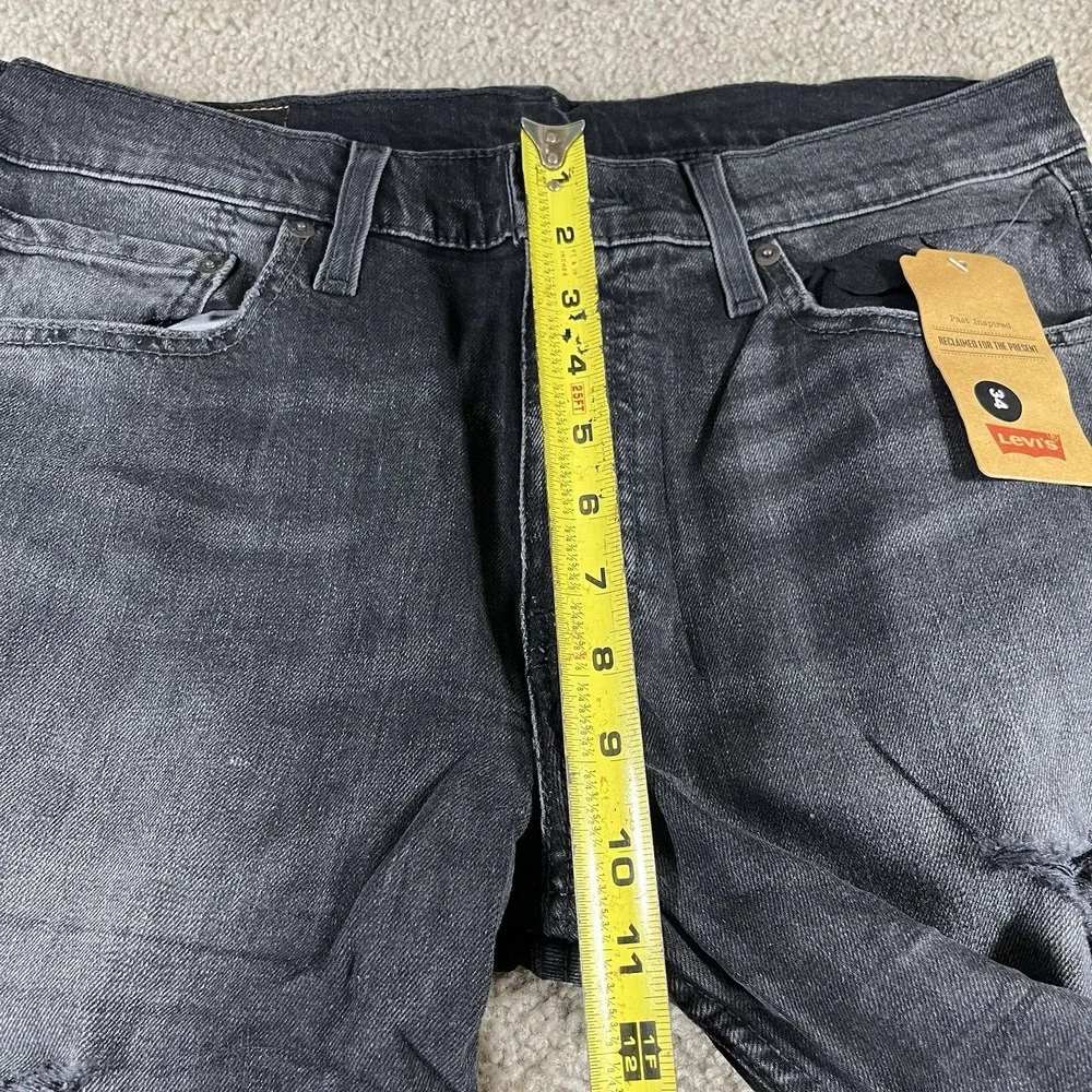 Levis 511 Sz 33x30 Fit 34x30 Black Charcoal Distressed Slim Fit Mens Faded Jeans